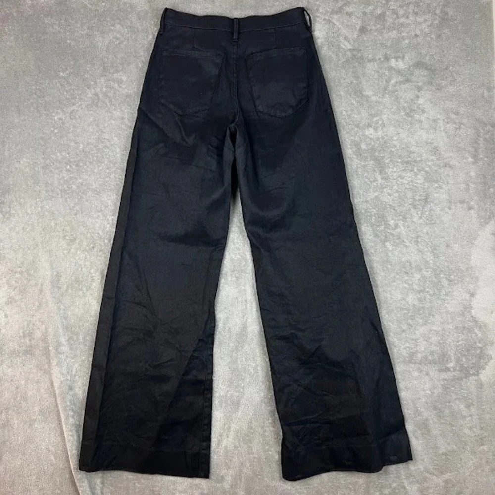Banana Republic Wide Leg Linen Blend Pants Womens 25 Black Corpcore Career